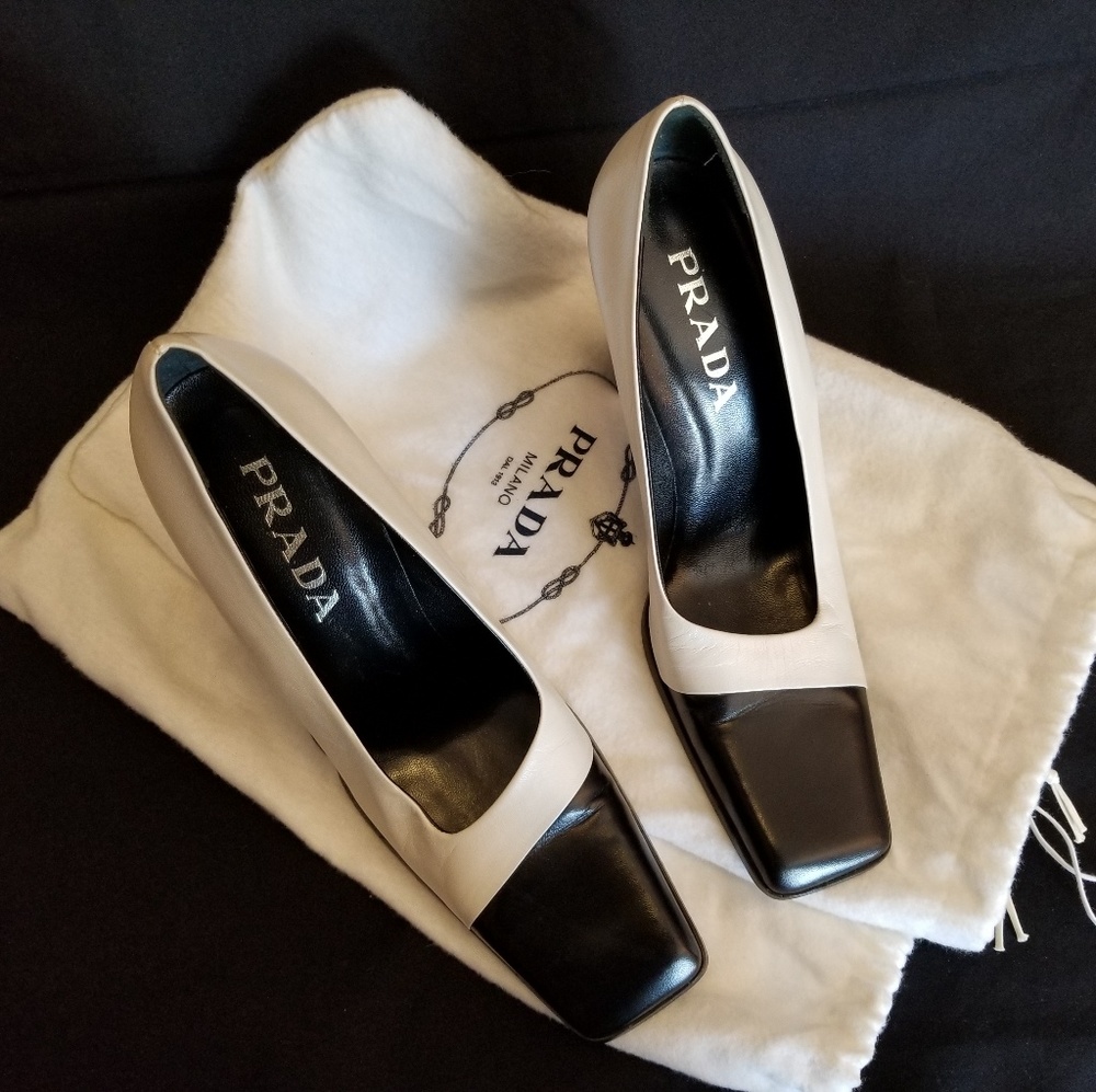 Two tone Prada pumps